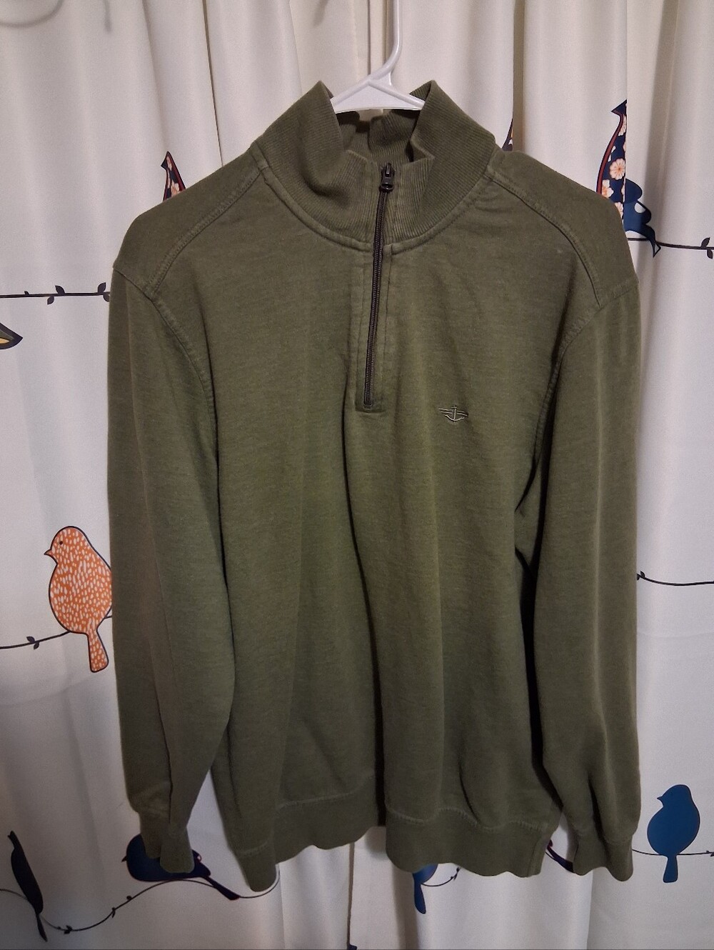 Dockers Olive Quarter-Zip Mens Sweater Size L